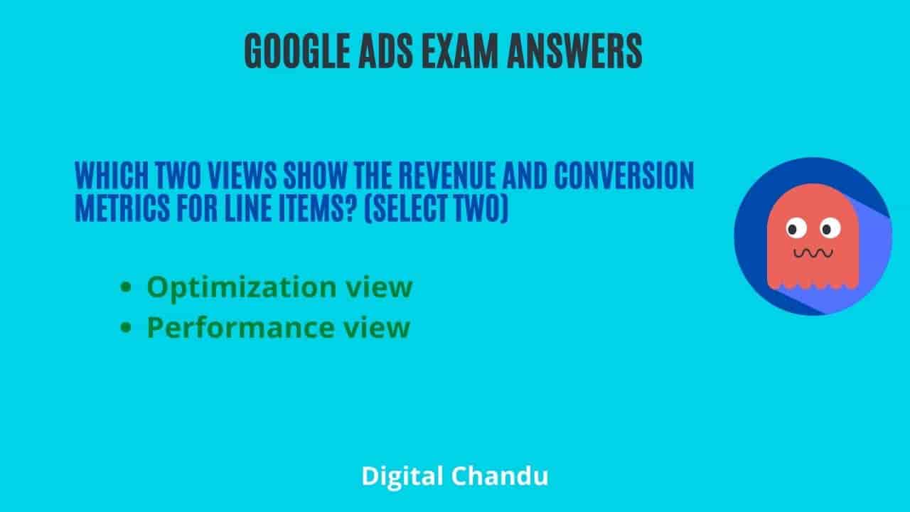 Which two views show the revenue and conversion metrics for line items? (select two)